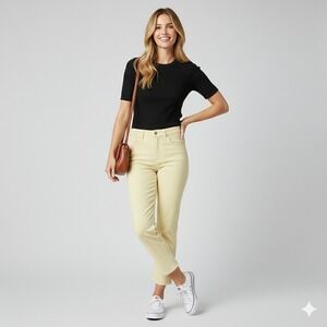 NWT Levis Premium 501 Original Cropped Jeans Womens 24x26 Yellow 100% Cotton